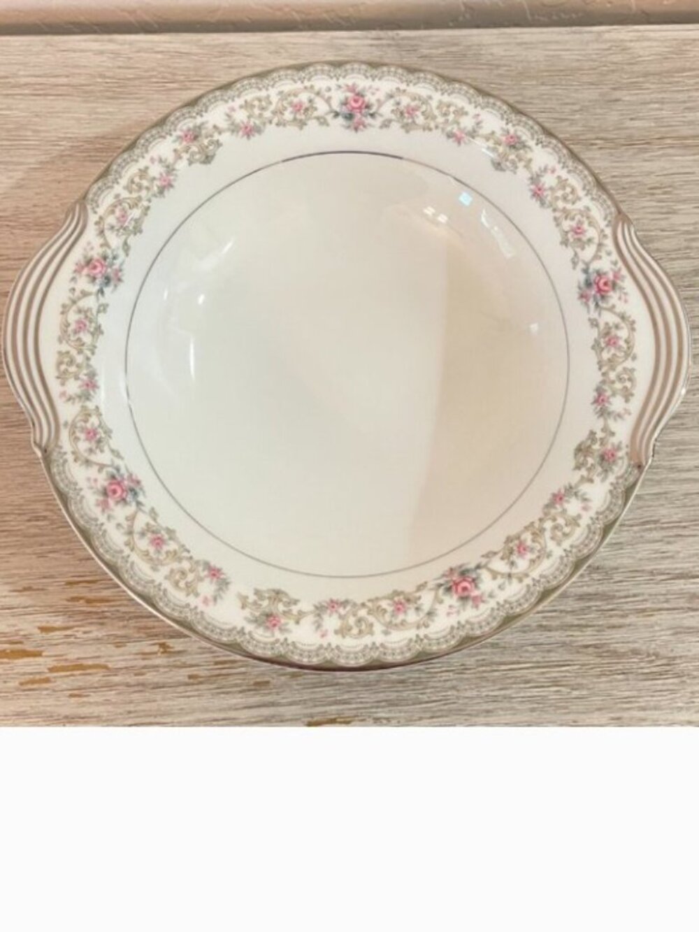 Noritake China Edgewood 5807 Serving Bowl Round Rose Floral Silver Vegetable